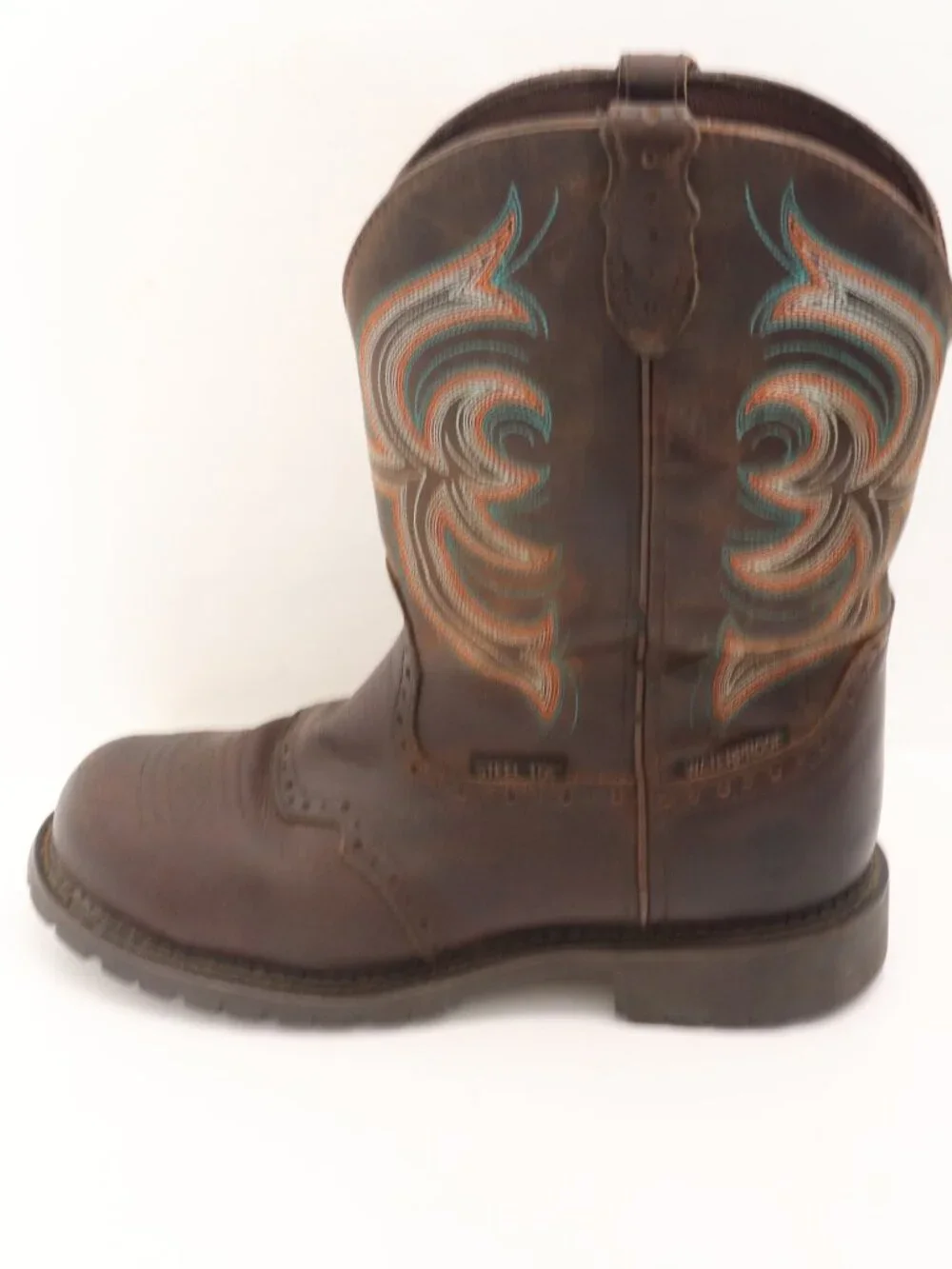 Justin Men's Western Work‎ Boots Brown Steel Toe Waterproof Size 9B